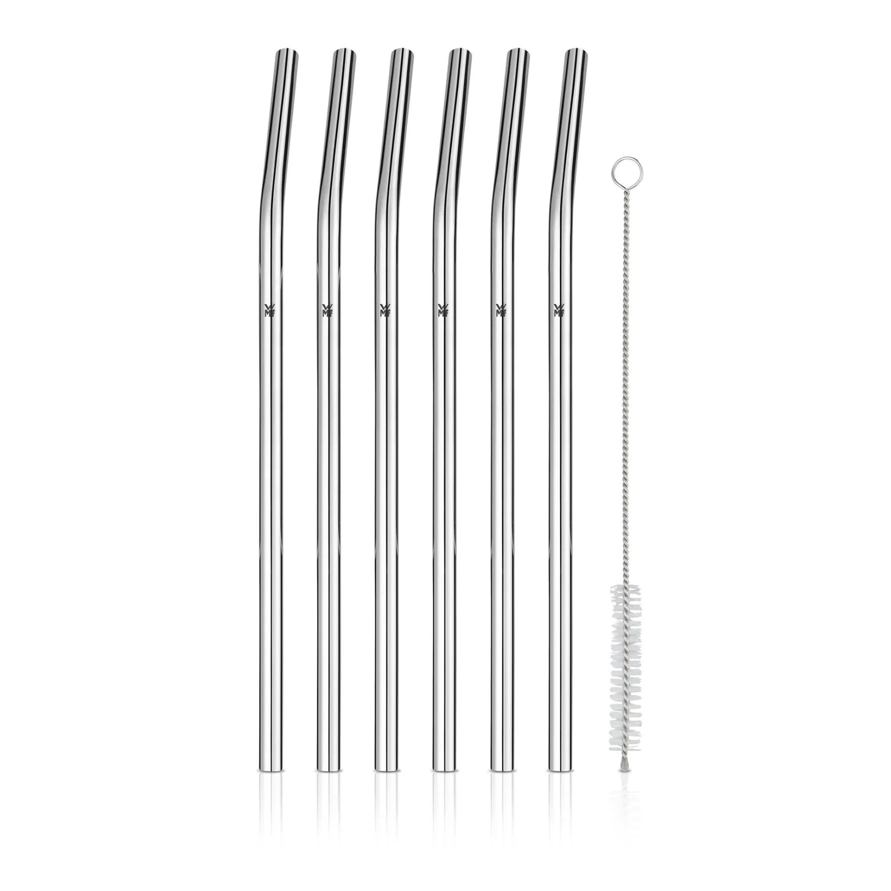 Barzubehör|WMF BaricTrinkhalm-Set aus Cromargan®, 24 cm, 6-teilig plus Reinigungsbürste