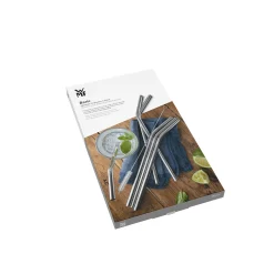 Barzubehör|WMF BaricTrinkhalm-Set aus Cromargan®, 24 cm, 6-teilig plus Reinigungsbürste