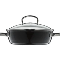 Schmorpfannen|Pfannen Mit Deckel|WMF Fusiontec Mineral Schmorpfanne mit Glasdeckel, 24 cm, Black