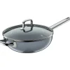 Woks|WMF Fusiontec Mineral Wok mit Glasdeckel, 28 cm, Platinum