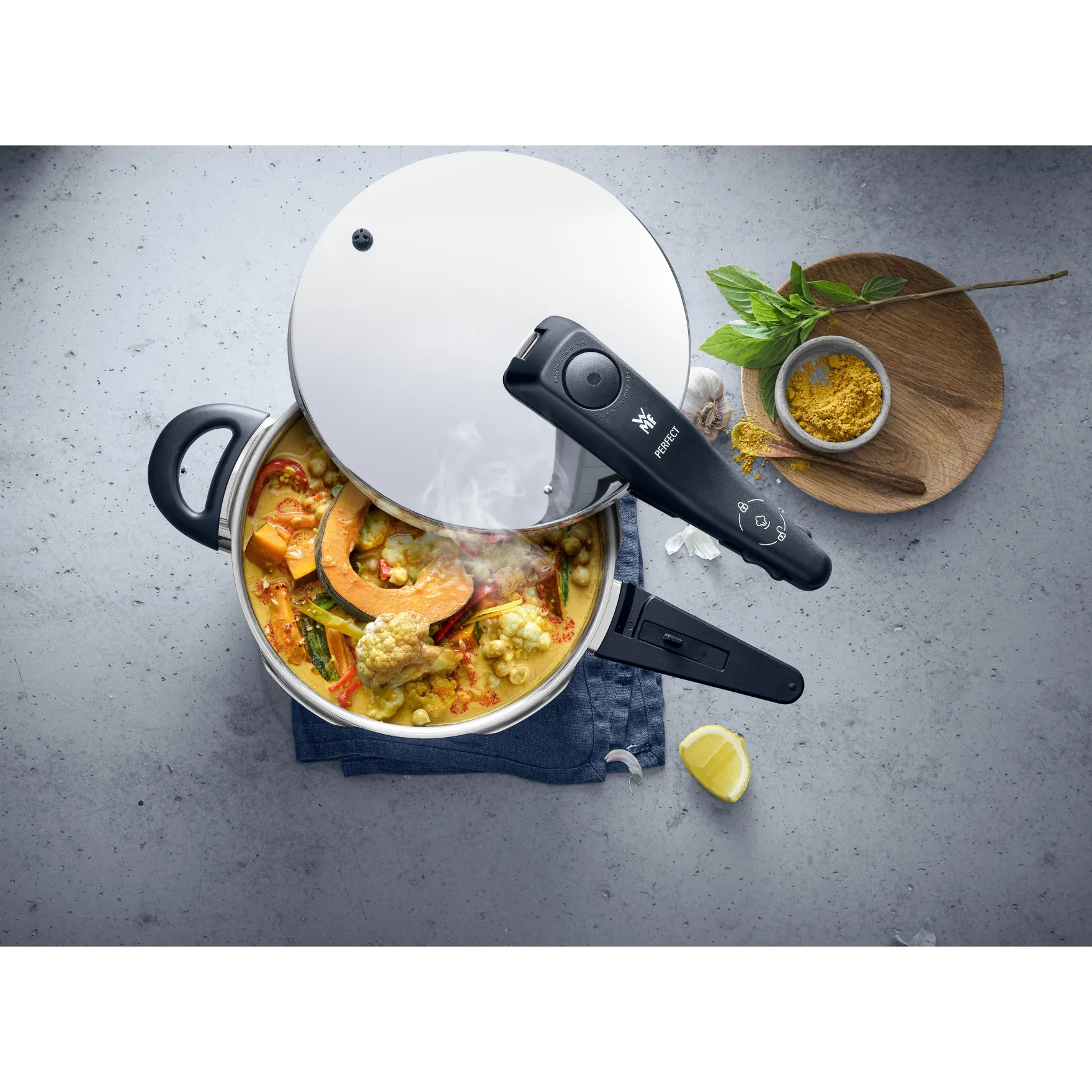 Schnellkochtöpfe|Induktionstöpfe|WMF Fusiontec Perfect Schnellkochtopf, 22 cm, 4,5 l Yellow