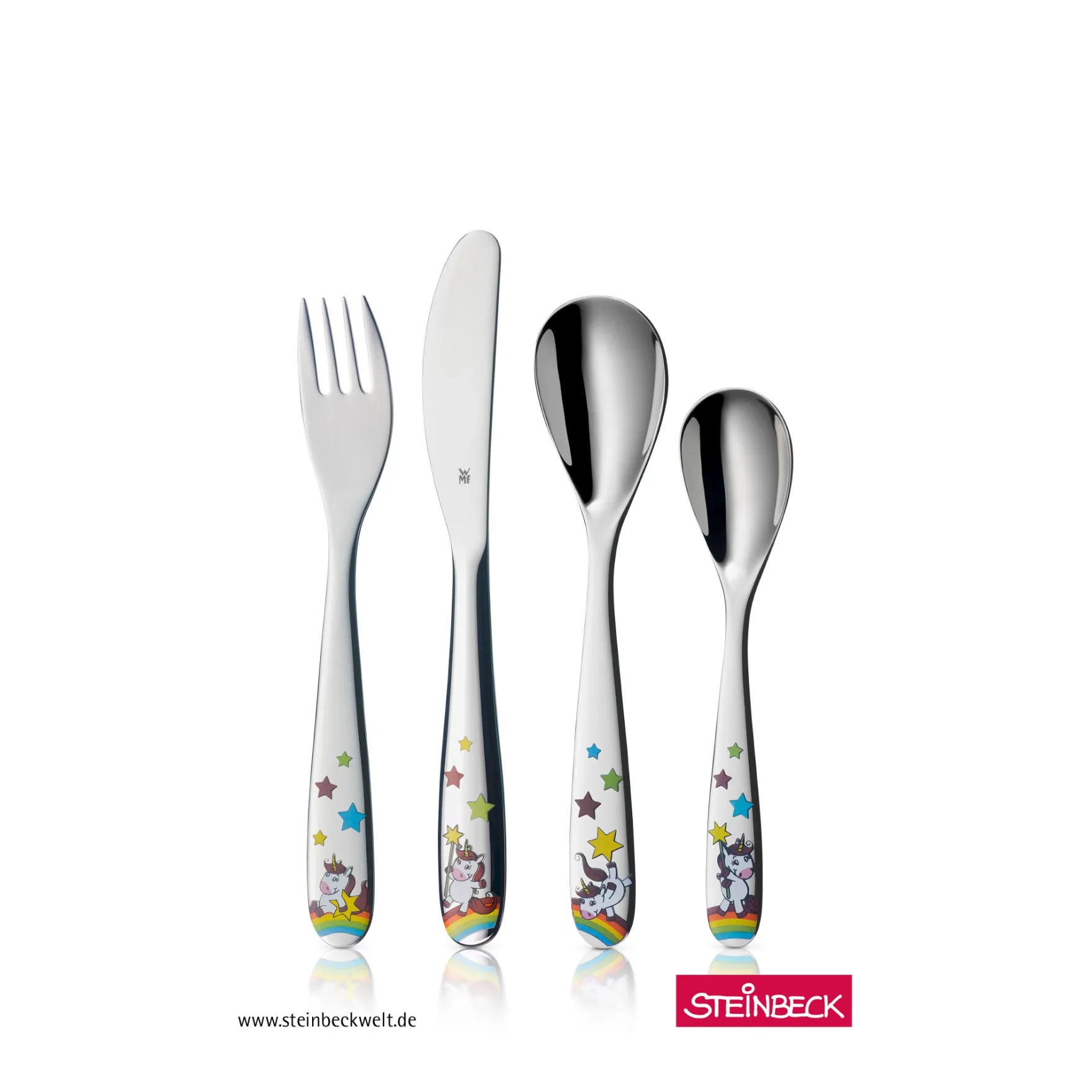 Besteck-Sets|Kinderbestecke|WMF Kinderbesteck-Set Einhorn, 4-teilig