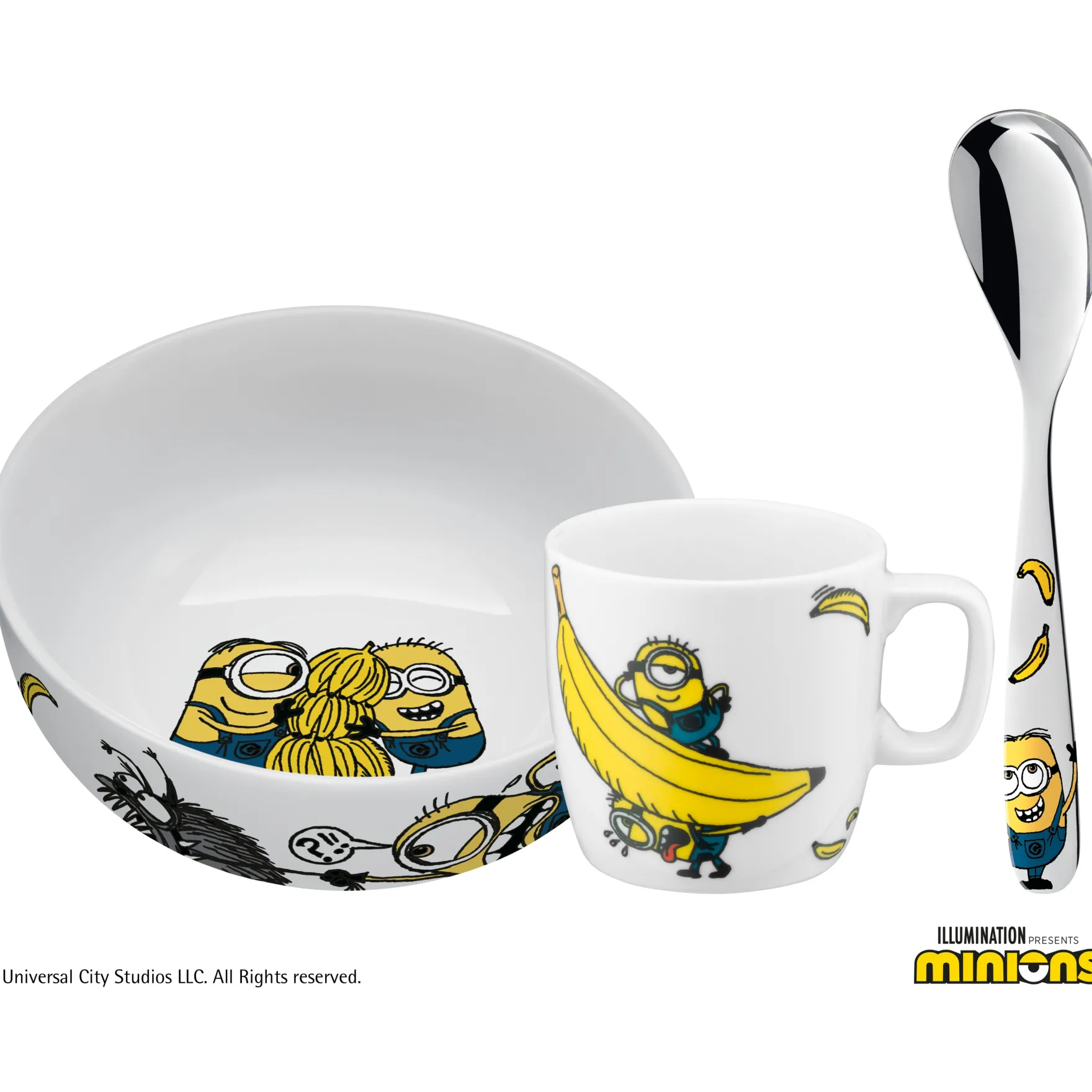 Kindergeschirr|Geschirr-Sets|WMF Kinder-Frühstücks-Set Minions®, 3-teilig