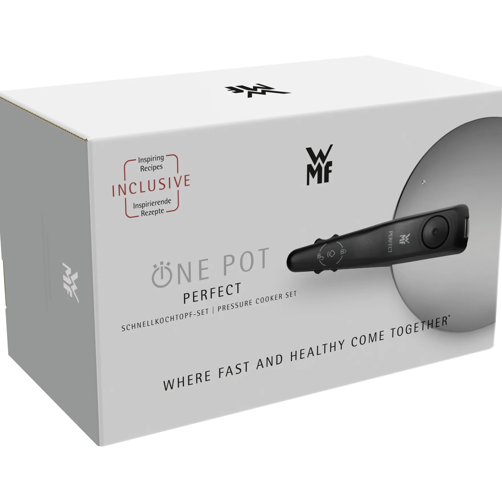 Schnellkochtöpfe|Induktionstöpfe|WMF Perfect One Pot Schnellkochtopf-Set, 22 cm, 3 & 4,5 L, stapelbar, mit Dämpfeinsatz