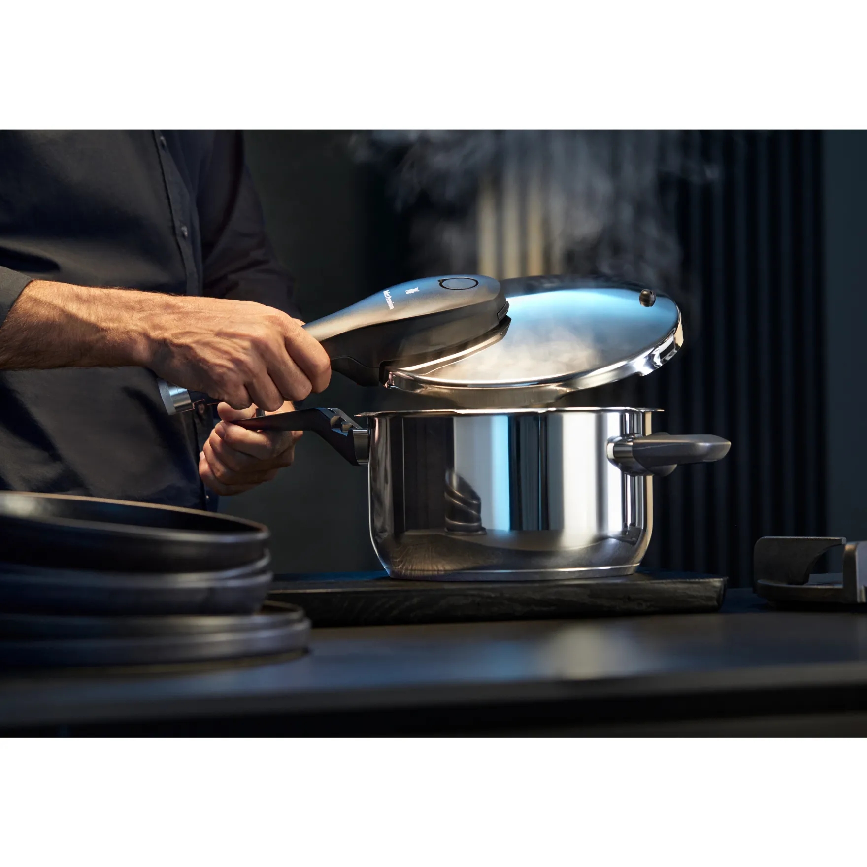 Schnellkochtöpfe|Induktionstöpfe|WMF Perfect Premium One Pot Schnellkochtopf-Set mit Dampfgareinsatz, 22 cm, 4,5 und 3,0 Liter, stapelbar