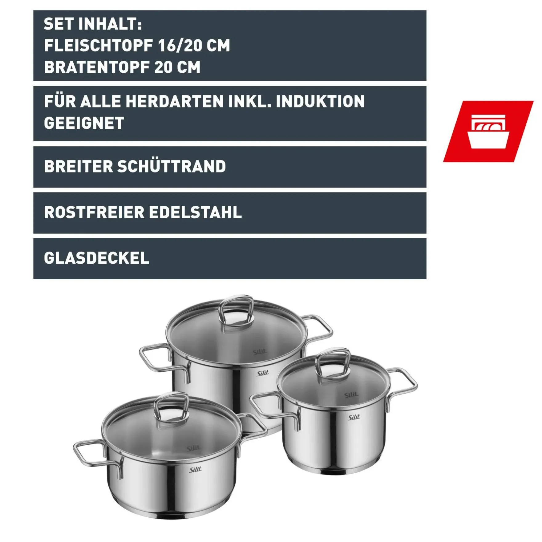 Topfsets|WMF Silit Alicante Topf Set 3 teilig