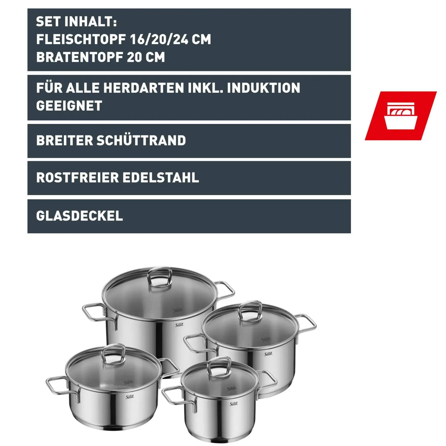Topfsets|WMF Silit Alicante Topf-Set, 4-teilig