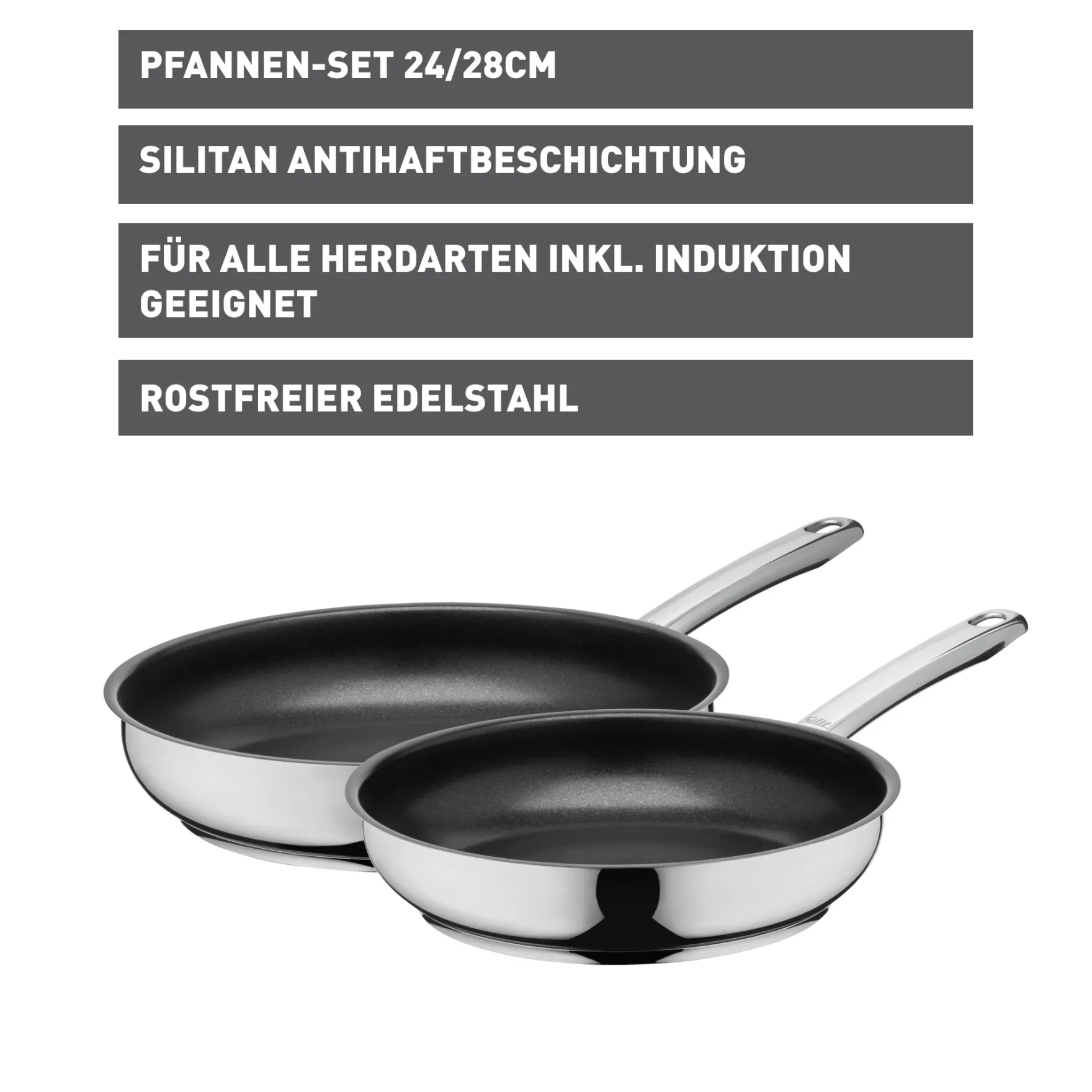 Induktionspfannen|Pfannen-Sets|WMF Silit Calabria Pfannen-Set, 24 & 28 cm