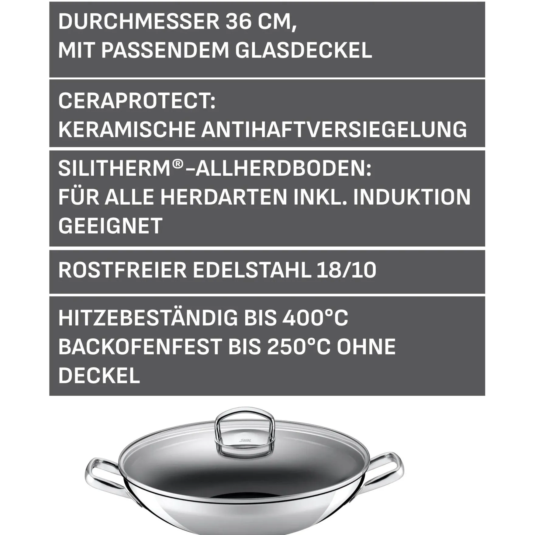 Woks|WMF Silit Hong Kong Wok, 36 cm