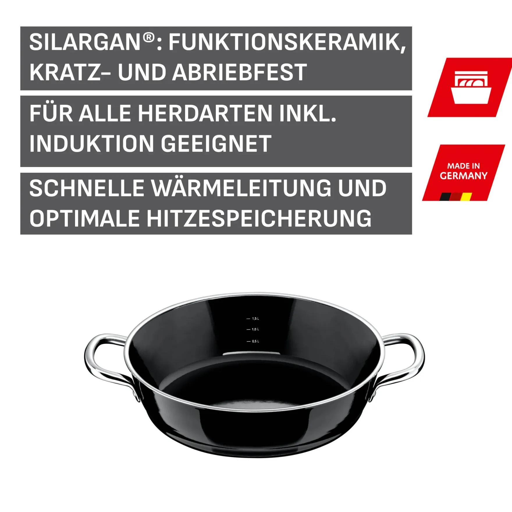 Schmorpfannen|Induktionspfannen|WMF Silit Silargan® Professional Schmorpfanne, 24 cm, Black