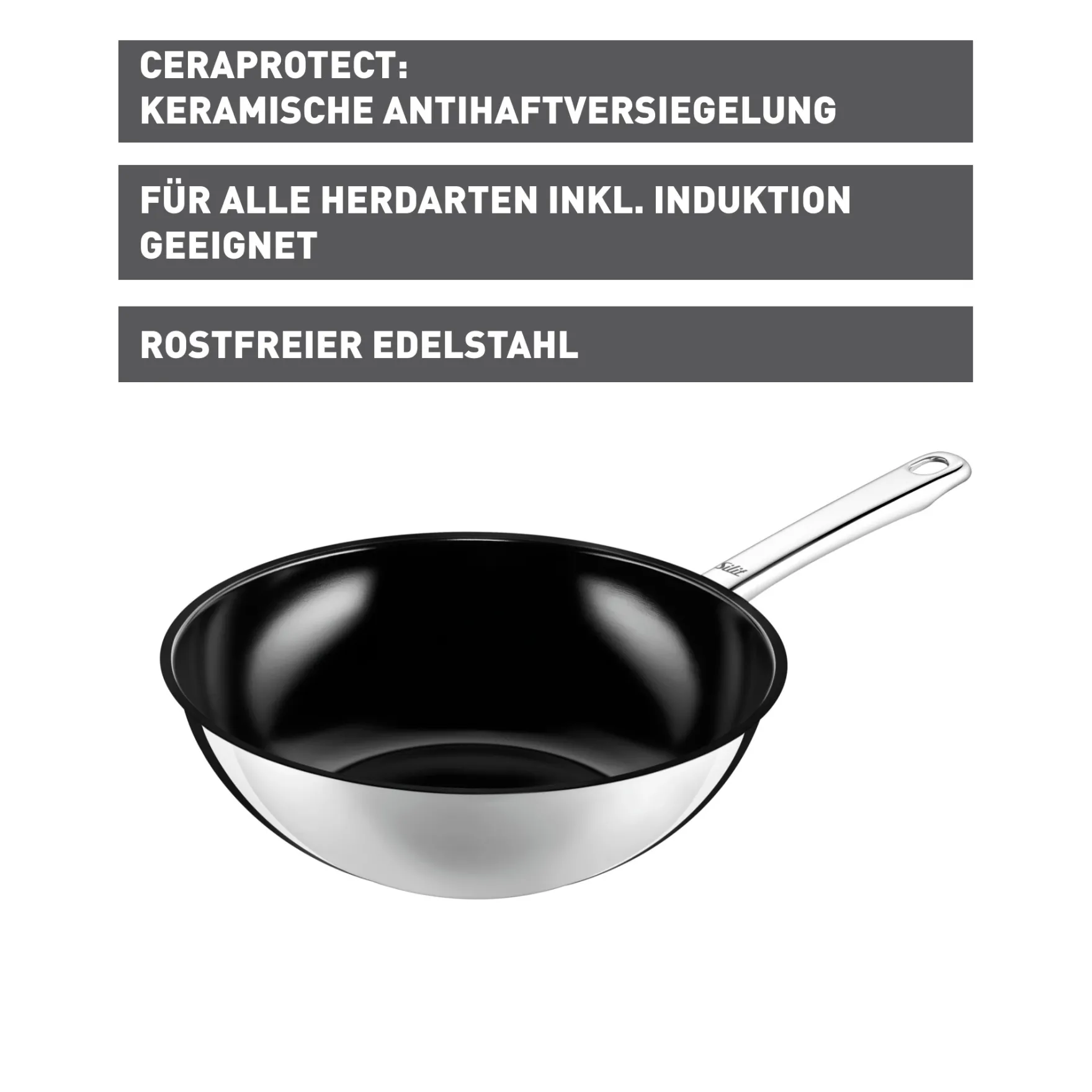 Induktionspfannen|Woks|WMF Silit Wuhan Wok-Pfanne, 28 cm